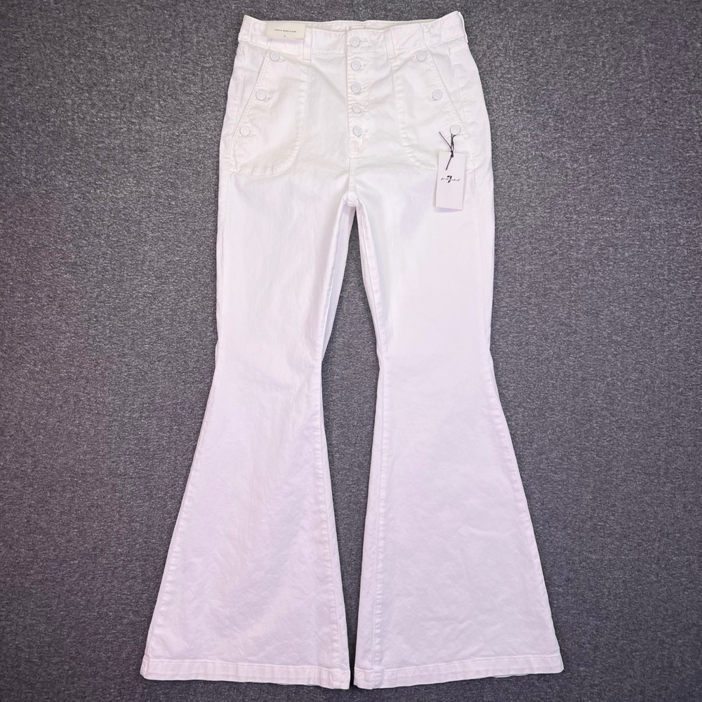 7 For All Mankind Jeans Womens 32 White Portia Mega Flare Boho Bell Bottoms NEW